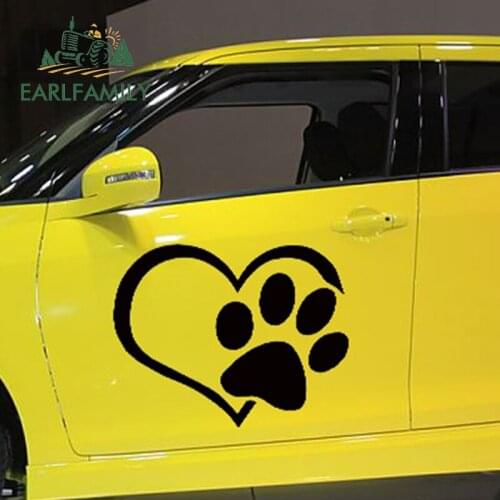 EARLFAMILY 50cm x 43.75cm 2x Classic Heart Paw Sticker for Car Truck Window Door Vinyl Decal Girls Boy Bedroom Wall Decoration