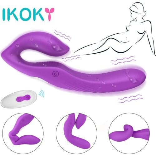 IKOKY Lesbian Dildo Vibrator Sex Toys for Couples Double Vibrating Strapless Strapon Penetration Strap-on Dildos Anal massager