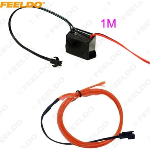 FEELDO 1Pc Red 1m Flexible Moulding EL Neon Glow Lighting Rope Strip with fin for Car Decoration #FD-3267