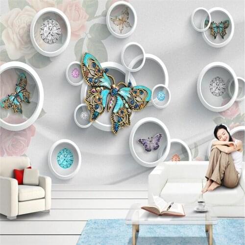 Beibehang Custom wallpaper murals of any size Photo Modern minimalist three-dimensional jewelry Butterfly TV backdrop wall