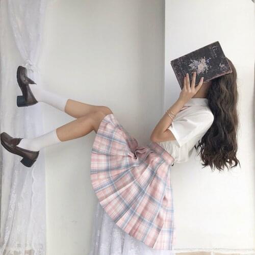 Happy-Together Original Design Cool Japanese Womens JK Uniform: Heart Embroidery Blouse + Pleated Skirt & Necktie & Neckbow