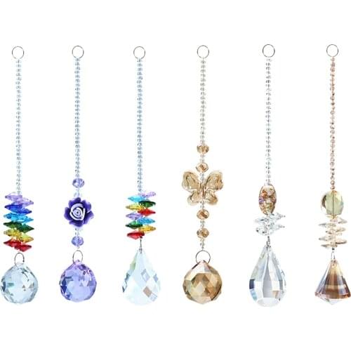 Crystal Pendant Prism Colorful Beads Hanging Drop Curtain Decor Hanging Drop for Outdoor Indoor Garden