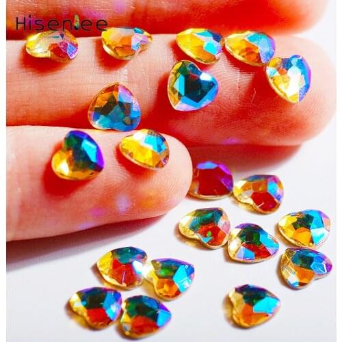 Crystal Rainbow Color Rhinestone For Nails Heart-Shaped Fashionable Style DIY Non Hotfix Diamond 3D Nail Art Glitter Crystal