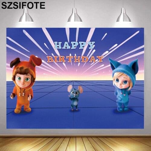 Cartoon Cool Light Mouse Doll Stage Dance Party Background Family Photo Boy Birthday Table Decoration Kids Custom Vinyl Backdrop