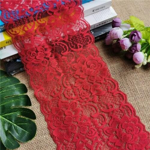 E1171*15CM large wide Lace elastic lace fabric ribbon for fabric wedding elastic lace decoration white