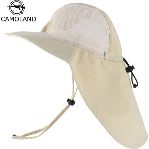 Summer Sun Hat Waterproof Bucket Men Women Boonie Hat with Neck Flap UV Protection Large Wide Brim Fishing Hat Mesh Breathable