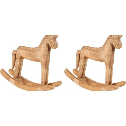2pcs Blank Rocking Horse Ornament Wooden Rocking Horse Desktop Adornment