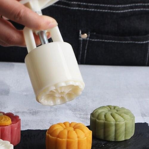 Mooncake Mold Set DIY Plastic Pastries Cake Plungers Hand Press Mooncake Mould Baking Tool D1