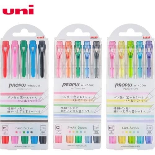 New! Uni Highlighter PUS-103T 5Color Set Viewable Double Head Highlighter Students Handbook Marking Color Marker 0.4/4mm