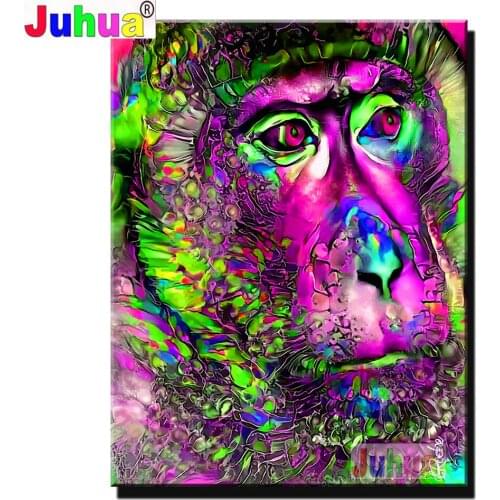 Apes DIY 5D Diamond Painting Full Round/Square Animal Diamond Embroidery Monkeys Mosaic Picture of Rhinestone home Decor