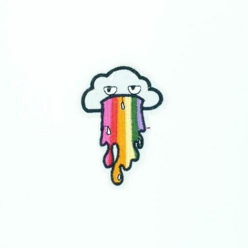 Cloud Puke Rainbow Pop Art (Iron On) Embroidery Applique Patch Sew Badge