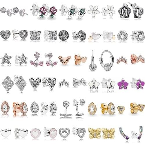 Wholesale Luminous Hearts Orchid Radiant Teardrops Rainbow Arcs of Love Tiara Wishbone 925 Earring For Women Europe Jewelry