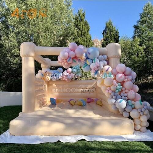 Factory Wholesale neutral wedding inflatable bouncy castle pastel moon bounce house/ inflatable jumper for wedding