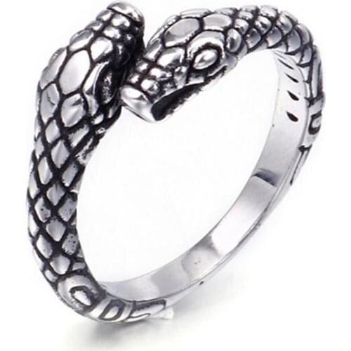 Punk Snake Ring For Men Women Cobra Shaped Retro Opening Adjustable Gothic Stereoscopic Couple Rings Stainless Steel Jewelry