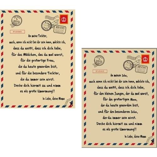 Personalized Flannel Blanket to Daughter Son German Letter Printed Quilts Gift