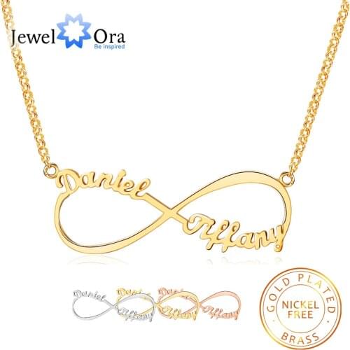 Personalized Infinity Necklace with 2 Names Custom Letter Nameplate Necklaces for Women Birthday Gift for Girlfriend