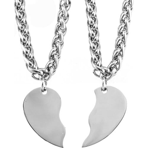 100% Stainless Steel Puzzle Heart Pendants Necklaces Couple Necklace Broken Heart Charm Valentines Day Best Friend Gift