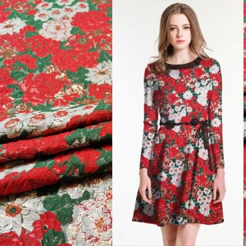 European and American luxury bronzing jacquard dress fabric spring and autumn windbreaker performance dress brocade fashion