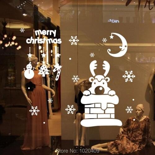 Christmas snow deer wall sticker Home decorative Christmas snow deer Glass shop window PVC wallpaper children room M-63