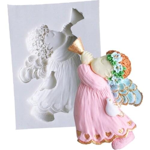 Angel Baby Girl Silicone Mold Celebration Cake Decrotion Sugar Gumpaste Mould Chocolate Mold Fondant Decorating Tools