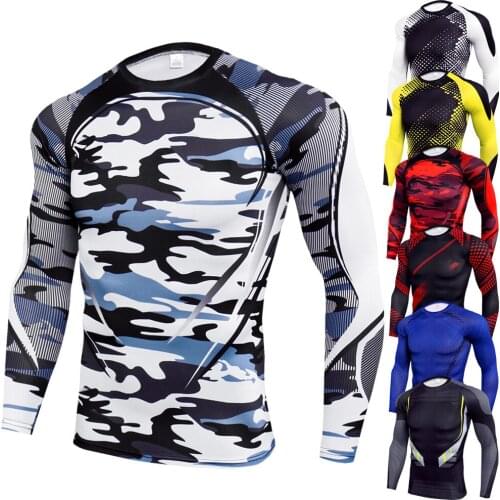 Long Sleeve Sport Tshirt Men Compression Running Shirt Quick Dry Gym Fitness Tight Training Jogging Shirts Print Top Sportswear