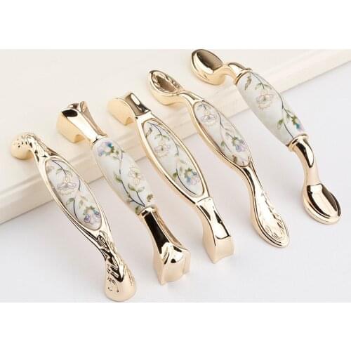 Antique Ceramic Cabinet Handles Chinese Vintage Drawer Knobs Wardrobe Furniture Pulls European Cupboard handle Hardware
