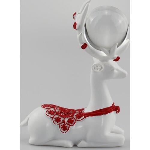 Resin Deer Figurine Display Stand Crystal Glass Lens Ball Photography Lensball Globe Base Sphere Holder Home Decor Animal Statue