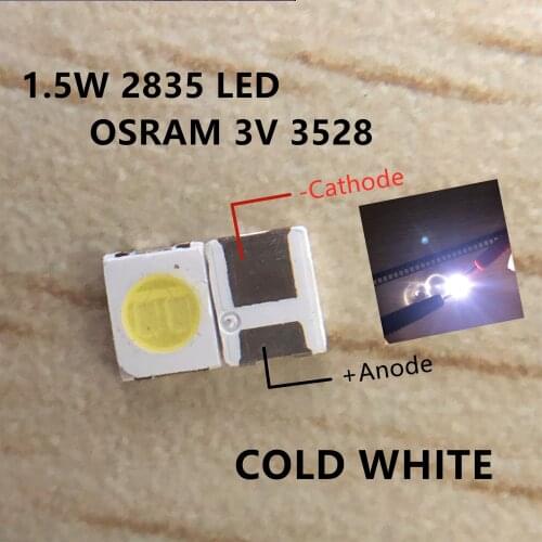 200PCS FOR LED Backlight High Power LED 1.5W 3V 1210 3528 2835 131LM Cool white LCD Backlight for TV TV Application