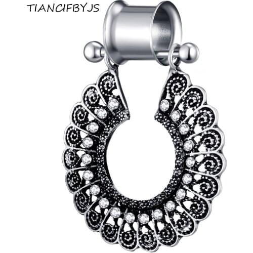 TIANCIFBYJS Double Flared Ear Plugs with Tongue Barbell Dangle Piercing Cartilage Body Jewelry Earring Gague Flesh Tunnels 60pcs