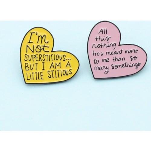 Yellow pink love brooch fashion accessories my own weird unusual letter pin coat coat backpack decoration badge jewelry gift