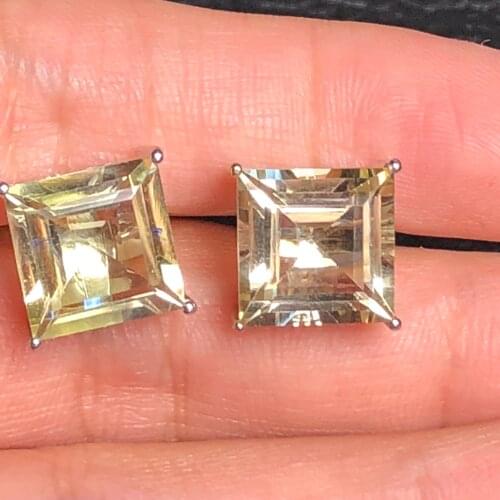 Citrine Earrings Studs 100% Natural Brazil Origin Citrine Gemstones Earrings for Women for Female Fine Earrings Studs