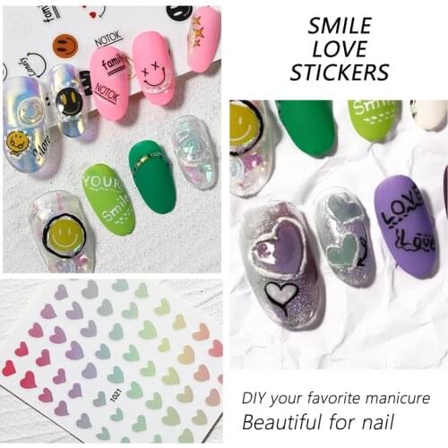 New 1pc Nail Art Smiley Cartoon Love Sticker3D Star Rainbow Ultra-thin Mixed DIY Design Self Adhesive Nail Sticker Decoratio Hot