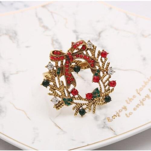 10pcs High-end Christmas tree napkin ring bow flower wreath mouth ring hotel sample room set table Christmas napkin buckle
