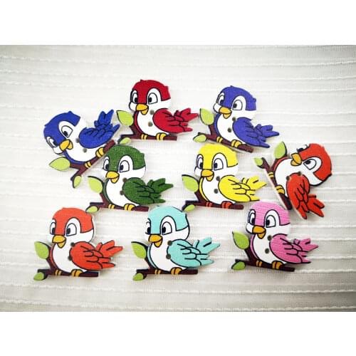 29*23mm New painted bird wooden button / DIY clothing accessories decorative buttons, mixed packaging buttons