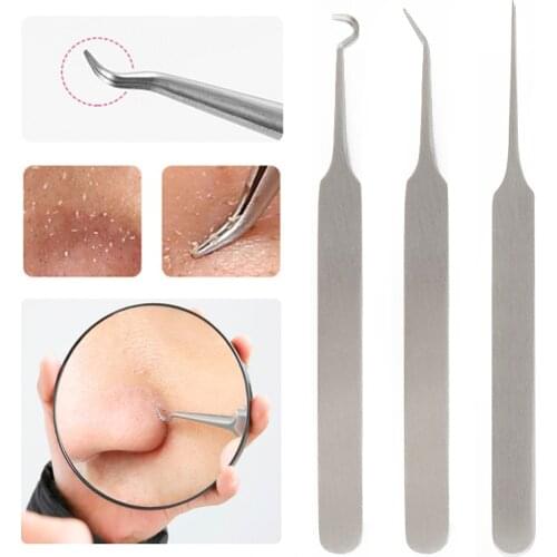 3Pc Acne Removal Needle Stainless Steel Blackhead Acne Needle Blemish Extractor Remover Tools Face Skin Care Pore Cleaner