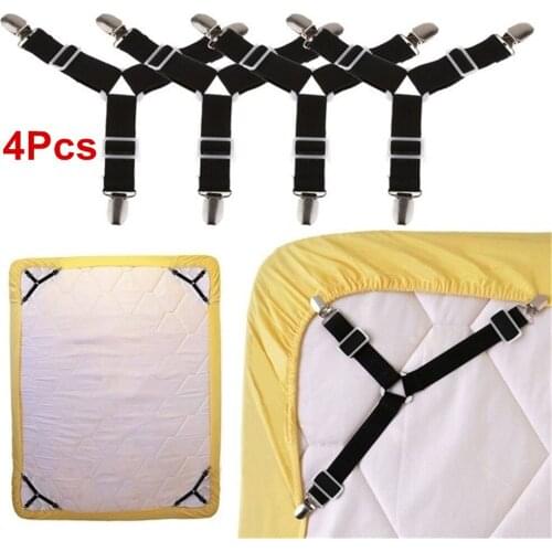 4PCS Triangle Bed Mattress Sheet Clips Grippers Straps Suspender Fastener Holder