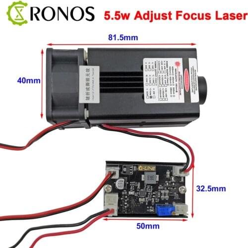 5.5w 450NM Adjust Focus Blue Laser Module Laser Engraving With TTL Control Switch 5500mw Laser Tube Used for Engraving Machine