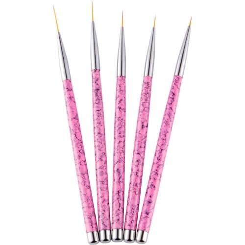 5Pcs Nail Art Pen Painting Liner Flower Drawing UV Gel Brushes Manicure Tools