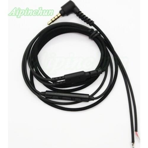 Aipinchun L Bending Jack Headphone Repair Cable DIY Headset Replacement Wire with Mic Volume Controller Black