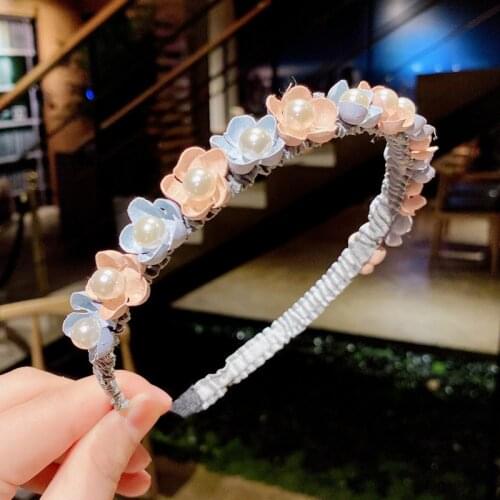 High Quality Women & Girls Hair Accessories Party Handmade Jewelry Korean Flower Headband For Girls Rhinestone Crown Hairbands