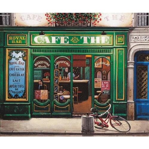 JMINE Div 5D Paris Street Bike coffee CAFE shop Full Diamond Painting cross stitch kits art Scenic 3D paint by diamonds