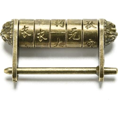 Antique Vintage Zinc Alloy Chinese Old Style Lock Jewelry Chest Box Code Password Lock Padlock for Wood Suitcase Drawer Cabinet