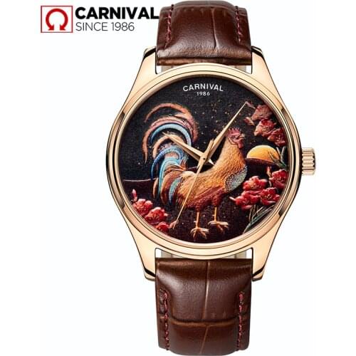 CARNIVAL Brand Mechanical Watch Men Luxury Waterproof Fashion 3D Rooster Japan Automatic Movement Watches 2020 Relogio Masculino