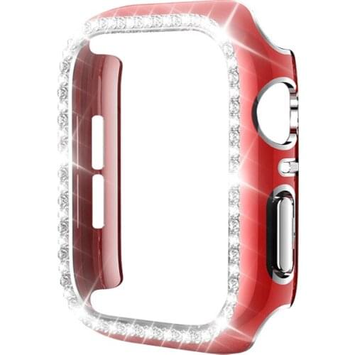Two-color Diamond Protective Cover for Apple Watch SE Series 6 5 4 3 Case Women Hard Bumper for Iwatch 40mm 44mm 38mm 42mm Frame