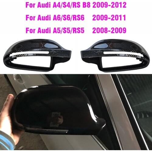 For Audi A4 A5 B8 A3 8P A6 C6 Q3 ABS Carbon Fiber Color Style Type Car Side Door Mirrors Cover Auto Rrearview Mirror Caps