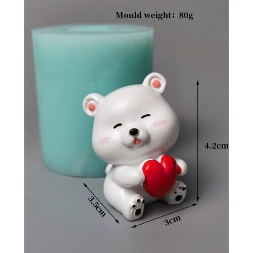 DW0263 PRZY Mini Mold Silicone Baby Mold Bear Holding Heart Candle Moulds Soap Molds Clay Resin Moulds