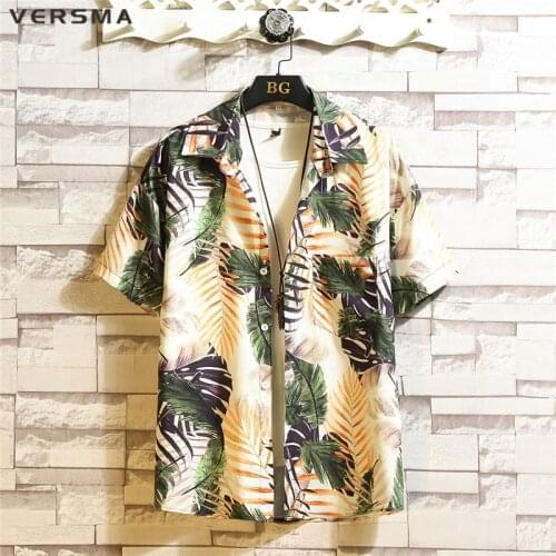 VERSMA Summer Western Short Sleeve Tropical Vintage Shirt Men Women Tops Flower Print Oversized Hawaiian Shirt Men Dropshipping