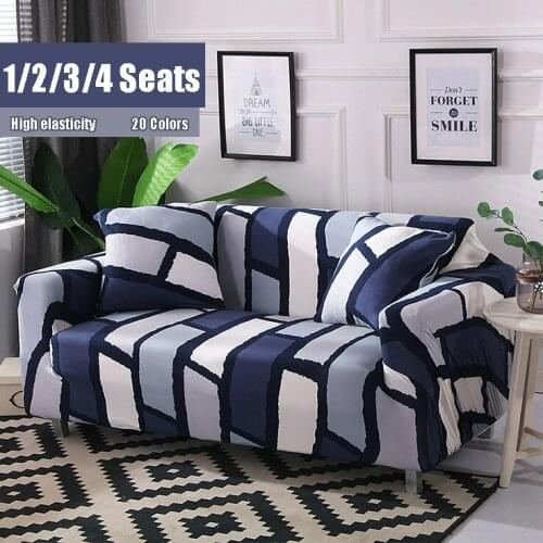 Geometric Sofa Cover Floral Sofa Towel for Living Room Plaid Chenille Couch Slipcover Printed Elastic Couch Cover L Shape