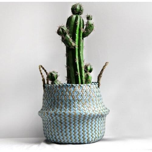 Seagrass Storage Basket Flower Pot Natural Rattan Basket Plant Pot Toys Holder Laundry Basket Container Home Decoration