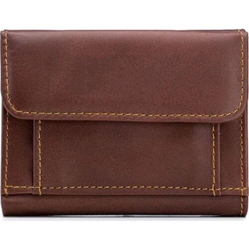 Man Pocket Purse Wallet Short Card Holder 3 Fold Genuine Leather Wallet Men Wallets RFID Anti Theft High Quality